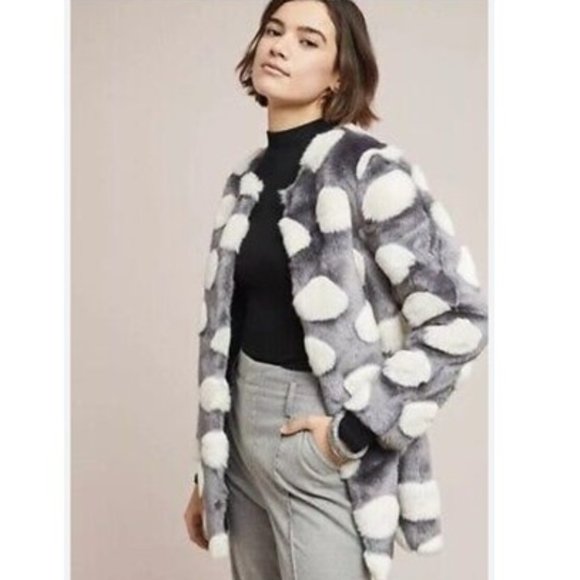 NWT- Ett:twa x Anthropologie The Bubbles Faux Fur Coat - L